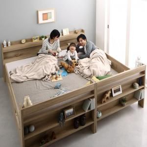 スーパSALE10倍＆4時間限定10％OFF 2段ベッドにもなるワイドキングサイズベッド 薄型抗菌国産ポケットコイルマットレス付き スタンダード ワイドK200