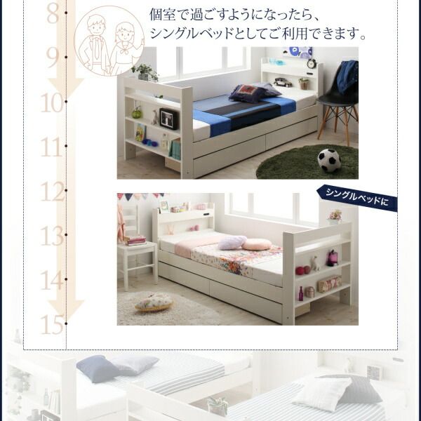 スーパSALE10倍＆4時間限定10％OFF クイーンサイズベッドにもなるスリム2段ベッド 薄型軽量ポケットコイル マットレス付き スタンダード クイーン