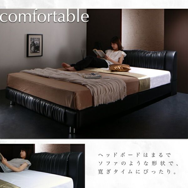 スーパSALE10倍＆4時間限定10％OFF モダンデザインベッド 国産カバーポケットコイルマットレス付き シングル