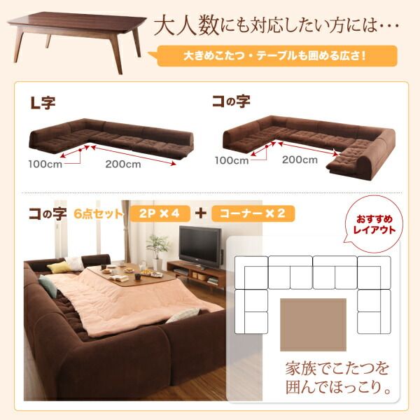 スーパSALE10倍＆4時間限定10％OFF フロアソファ ふわふわなめらかマイクロファイバーフロアコーナーソファ ソファ4点セット L字 2P×3+コーナー