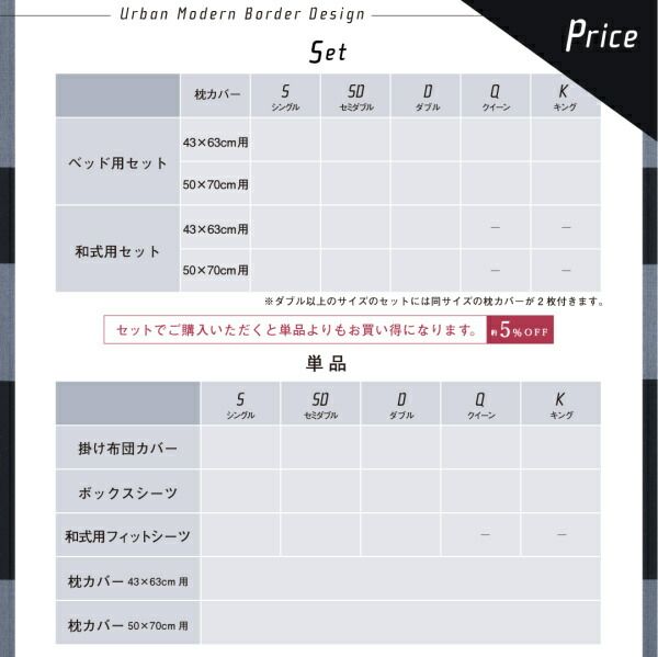 スーパSALE10倍＆4時間限定10％OFF MITAS寝具SELECT 掛け布団カバー 布団カバーセット 日本製・綿100％ アーバンモダンボーダーデザインカバーリング 布団カバーセット ベッド用 43×63用 キング4点セット