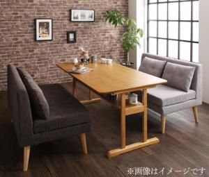スーパSALE10倍＆4時間限定10％OFF ダイニングセット（テーブル&ソファ） ファミリー向け 棚付き ソファダイニングセット 4人 3点セット(テーブル+2Pソファ2脚) W150