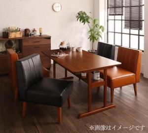スーパSALE10倍＆4時間限定10％OFF ダイニングセット（テーブル&ソファ） ファミリー向け 棚付き ソファダイニングセット 4人 5点セット(テーブル+1Pソファ4脚) W120