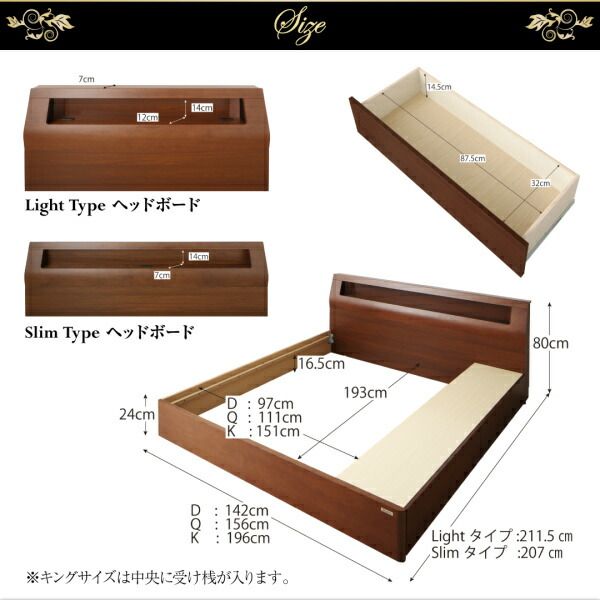 スーパSALE10倍＆4時間限定10％OFF 高級ウォルナット材ワイドサイズ収納ベッド  ボンネルコイルマットレス付き ライトタイプ クイーン
