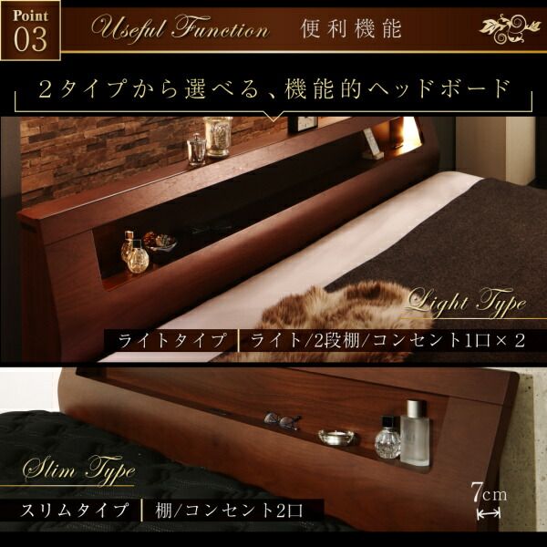 スーパSALE10倍＆4時間限定10％OFF 高級ウォルナット材ワイドサイズ収納ベッド  ボンネルコイルマットレス付き スリムタイプ キング