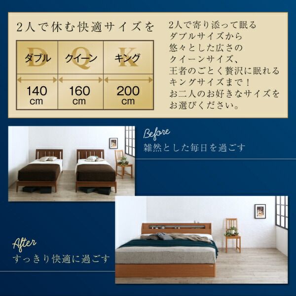 スーパSALE10倍＆4時間限定10％OFF 高級アルダー材ワイドサイズデザイン収納ベッド プレミアム国産ハードポケットコイルマットレス付き ライトタイプ キング