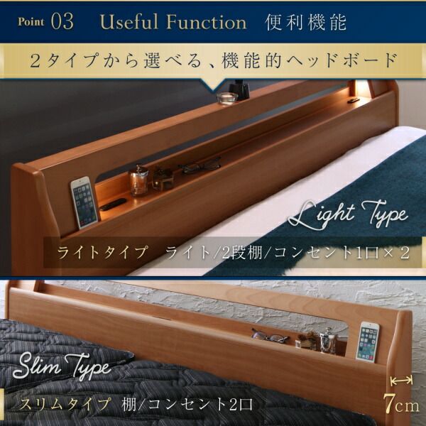 スーパSALE10倍＆4時間限定10％OFF 高級アルダー材ワイドサイズデザイン収納ベッド プレミアム国産ハードポケットコイルマットレス付き ライトタイプ キング