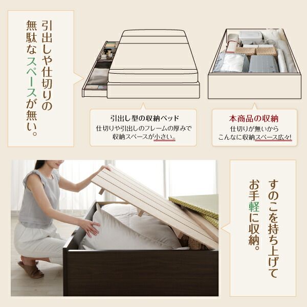 スーパSALE10倍＆4時間限定10％OFF MITAS寝具SELECT お客様組立 日本製・布団が収納できる大容量収納畳連結ベッド ベッドフレームのみ クッション畳 シングル 42cm