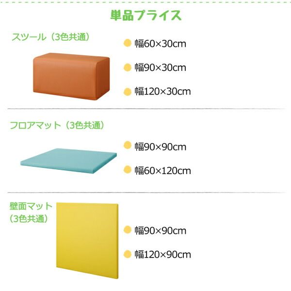 スーパSALE10倍＆4時間限定10％OFF プレイマット タイルカーペット 法人様必見。子供に安全安心のコーナー型キッズプレイマット 5点セット フロアマット1枚+スツール2枚+壁面マット2枚 125×125