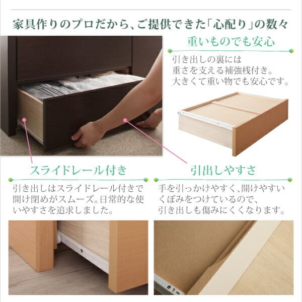 スーパSALE10倍＆4時間限定10％OFF お客様組立 コンセント付き国産コンパクトチェスト収納ベッド 薄型プレミアムボンネルコイルマットレス付き セミシングル ショート丈