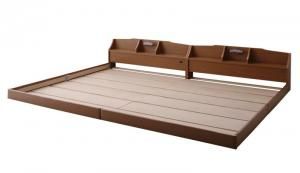 スーパSALE10倍＆4時間限定10％OFF 親子で寝られる収納棚・照明付き連結ベッド ベッドフレームのみ ワイドK260(SD+D)