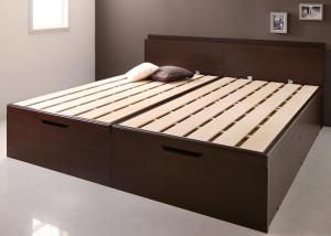 スーパSALE10倍＆4時間限定10％OFF ベッド ベット キング  収納付きベッド  収納 収納付 跳ね上げベッド 深型 連結 すのこベッド すのこ 大容量 日本製 お客様組立 ベッドフレームのみ 縦開 キング(SS+S)