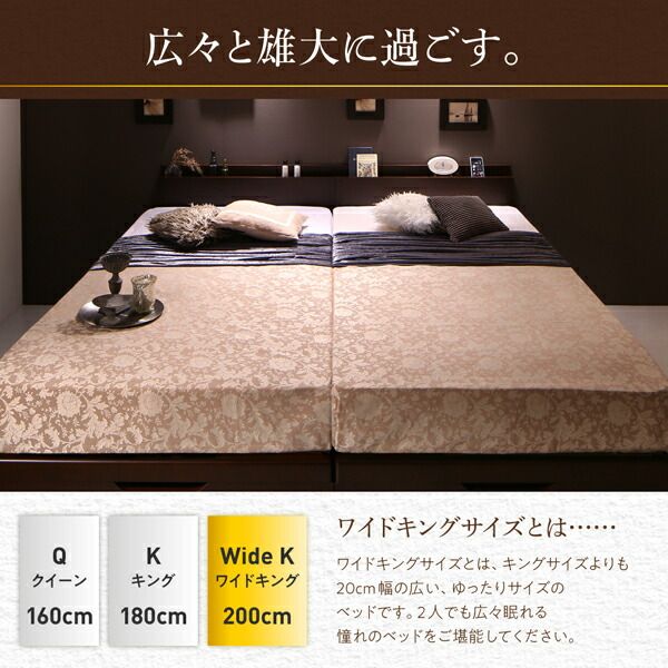 スーパSALE10倍＆4時間限定10％OFF ベッド ベット キング  収納付きベッド  収納 収納付 跳ね上げベッド 深型 連結 すのこベッド すのこ 大容量 日本製 お客様組立 ベッドフレームのみ 縦開 キング(SS+S)