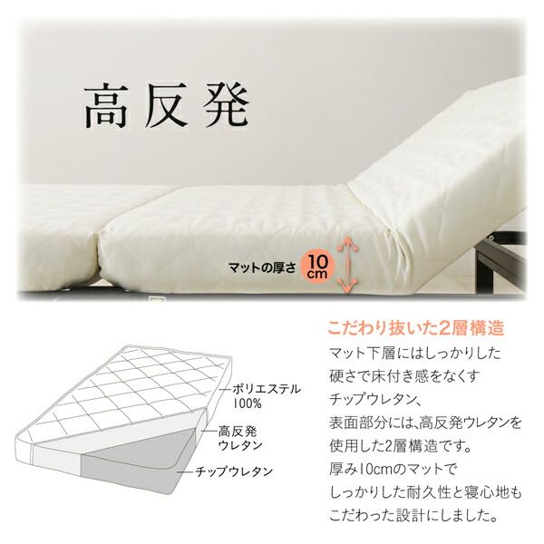 スーパSALE10倍＆4時間限定10％OFF 完成品 組立不要 女性に優しいおしゃれで可愛いコンパクト折りたたみベッド セミシングル ショート丈