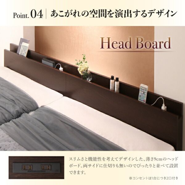 スーパSALE10倍＆4時間限定10％OFF お客様組立 棚・コンセント付国産大型サイズ跳ね上げ収納ベッド 薄型スタンダードボンネルコイルマットレス付き 縦開き クイーン(SS×2)