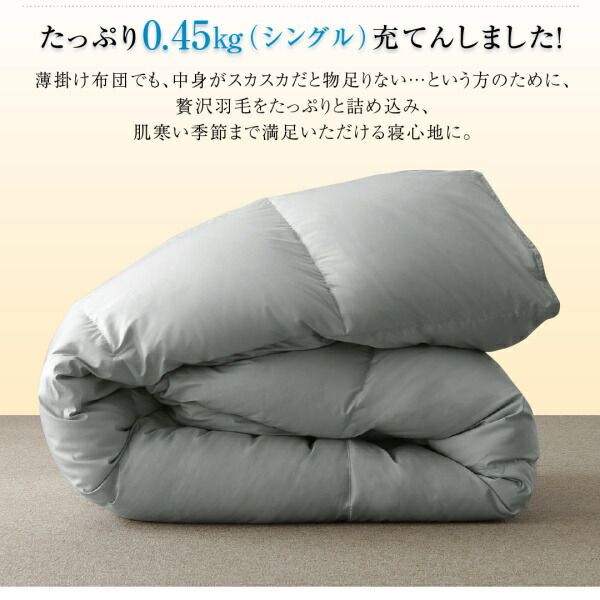 スーパSALE10倍＆4時間限定10％OFF MITAS寝具SELECT 羽根布団 洗濯機で洗える エクセルゴールドラベル フランス産ダウン90％ 羽毛薄掛け布団 シングル