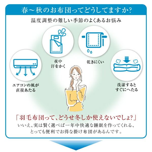スーパSALE10倍＆4時間限定10％OFF MITAS寝具SELECT 羽根布団 洗濯機で洗える エクセルゴールドラベル フランス産ダウン90％ 羽毛薄掛け布団 セミダブル