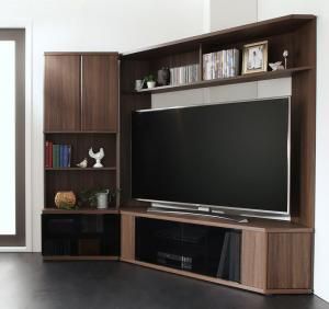 スーパSALE10倍＆4時間限定10％OFF リビング収納 チェスト キャビネット タンス テレビ台 ハイタイプコーナーテレビボード 2点セット(テレビボード+キャビネット) 209 161 40.3