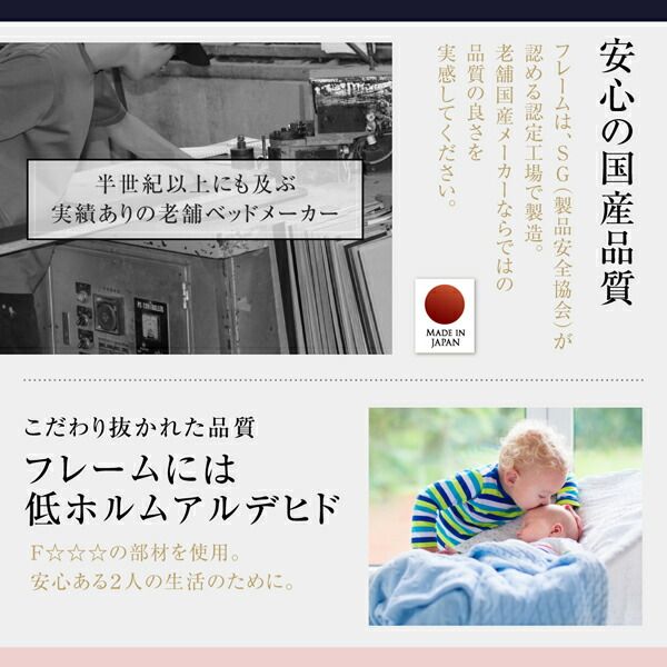 スーパSALE10倍＆4時間限定10％OFF 国産 コンセント・照明付 カップルにうれしいフロアベッド 天然ラテックス入り国産ポケットコイルマットレス付き ダブル
