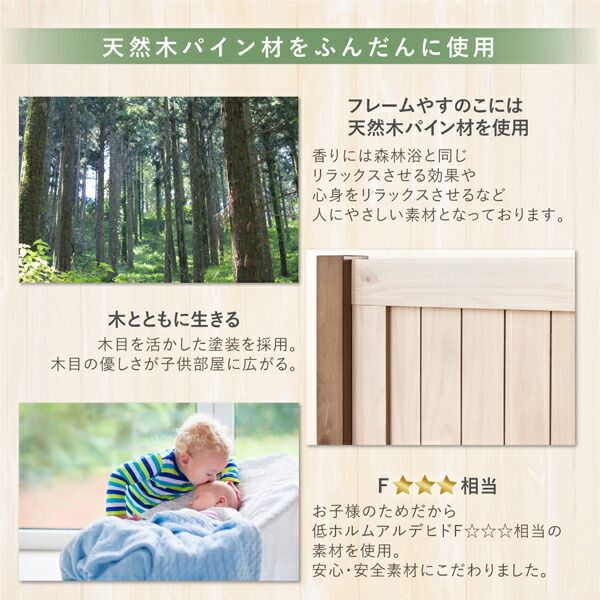 スーパSALE10倍＆4時間限定10％OFF 宮棚・コンセント付　天然木パイン材収納システムベッド 固綿マットレス付き  デスク＆チェア付 シングル