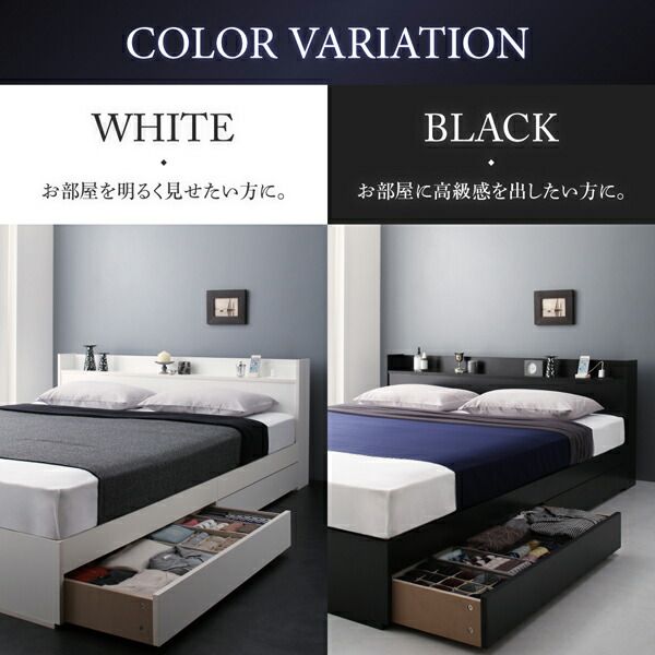 スーパSALE10倍＆4時間限定10％OFF 棚・コンセント付収納ベッド スタンダードボンネルコイルマットレス付き セミダブル