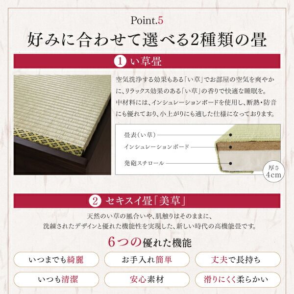 スーパSALE10倍＆4時間限定10％OFF お客様組立 大型ベッドサイズの引出収納付き 選べる畳の和モダンデザイン小上がり い草畳 ダブル