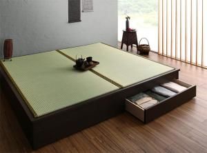 スーパSALE10倍＆4時間限定10％OFF お客様組立 大型ベッドサイズの引出収納付き 選べる畳の和モダンデザイン小上がり い草畳 キング