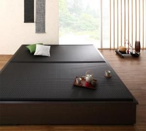 スーパSALE10倍＆4時間限定10％OFF お客様組立 大型ベッドサイズの引出収納付き 選べる畳の和モダンデザイン小上がり 美草畳 ダブル