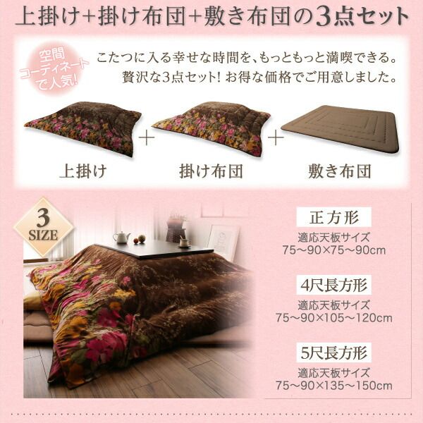 スーパSALE10倍＆4時間限定10％OFF こたつ布団 ふっくらボリューム日本製マイクロファイバーデザインこたつ布団シリーズ こたつ敷きふとん単品 190×260cm
