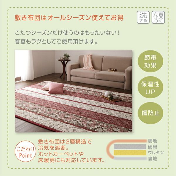 スーパSALE10倍＆4時間限定10％OFF こたつ布団 長く使える日本製 家族で囲める大判ボリュームこたつ布団 くつろぎ こたつ用掛け布団 4尺長方形(80×120cm)天板対応