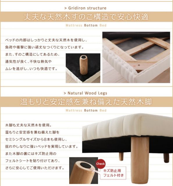 スーパSALE10倍＆4時間限定10％OFF 搬入・組立・簡単 すのこ構造 ショート丈脚付きマットレス ボトムベッド 専用別売品(脚)  脚22cm