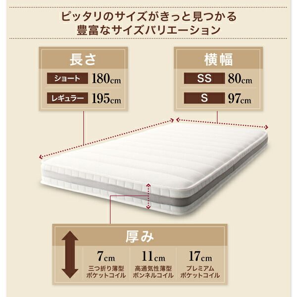 スーパSALE10倍＆4時間限定10％OFF MITAS寝具SELECT 敷き布団 マットレス 小さなベッドフレームにもピッタリ収まる。コンパクトマットレス 高通気性薄型ボンネルコイル シングル ショート丈 厚さ11cm