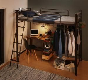スーパSALE10倍＆4時間限定10％OFF 狭い部屋におすすめ　おしゃれな選べるロフトベッドシリーズ 固綿マットレス付き シンプルタイプ シングル
