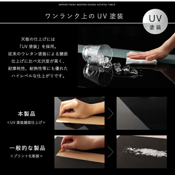 スーパSALE10倍＆4時間限定10％OFF こたつテーブル 鏡面仕上げモダンデザインこたつテーブル 長方形(60×105cm)