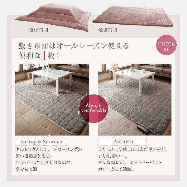 スーパSALE10倍＆4時間限定10％OFF こたつ布団セット エレガントモダンデザインこたつ こたつ3点セット(テーブル＋掛・敷布団) 鏡面仕上 長方形(75×105cm)