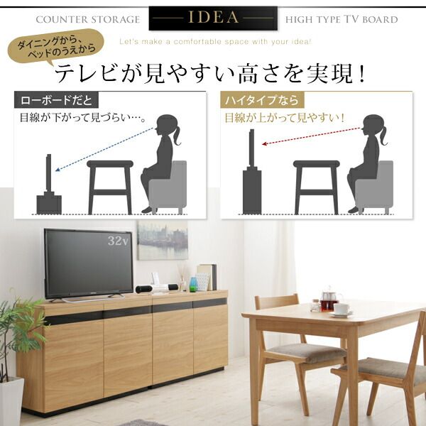 スーパSALE10倍＆4時間限定10％OFF リビング収納 チェスト キャビネット タンス テレビ台 カウンター下収納にもなる薄型ハイタイプテレビボード 幅180