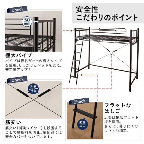 スーパSALE10倍＆4時間限定10％OFF おしゃれな部屋実現　高さが選べる　棚・コンセント付シンプルロフトベッド 専用付属品　ハンガーポール
