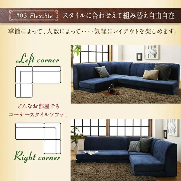 スーパSALE10倍＆4時間限定10％OFF フロアソファ こたつ天板サイズに合わせて選べる洗えるフロアコーナーソファ W120天板対応サイズ 1P+2P+コーナー