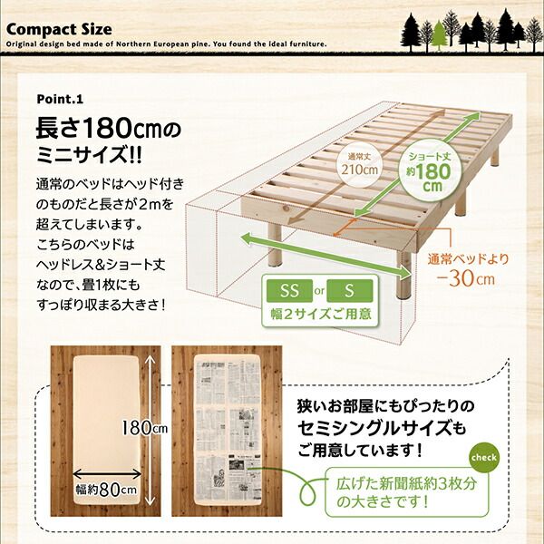スーパSALE10倍＆4時間限定10％OFF コンパクト天然木すのこベッド 薄型軽量ボンネルコイル マットレス付き リネンセット シングル ショート丈