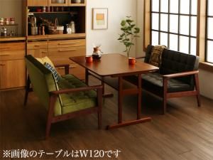 スーパSALE10倍＆4時間限定10％OFF ダイニングセット（テーブル&ソファ） 一家団らんのひとときを彩る レトロモダンソファダイニング 4人 3点セット(テーブル+2Pソファ2脚) W150