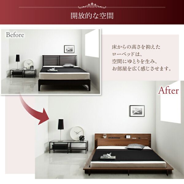 スーパSALE10倍＆4時間限定10％OFF ロングセラー フロアベッド 棚付き 棚 コンセント付き コンセント モダンライト付き 北欧 ウォルナットブラウン ブラック おしゃれ 快適 ゆったり すのこ マルチラススーパースプリングマットレス付き セミダブル