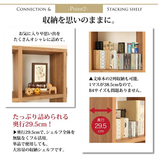 スーパSALE10倍＆4時間限定10％OFF 棚 シェルフ 本収納 連結スタッキングシェルフ Connect wall コネクトウォール 棚・シェルフ ハイタイプ 幅86.2