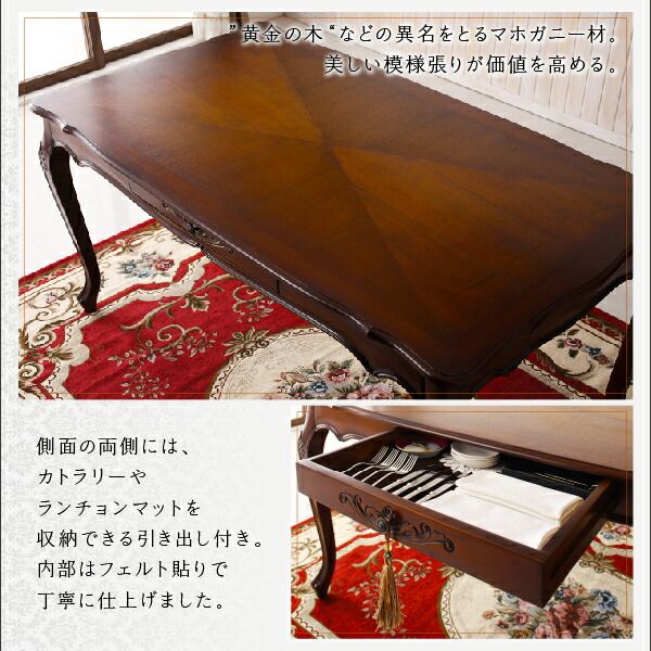 スーパSALE10倍＆4時間限定10％OFF ダイニングテーブル アンティーク調クラシックダイニングシリーズ ダイニングテーブル単品 W75