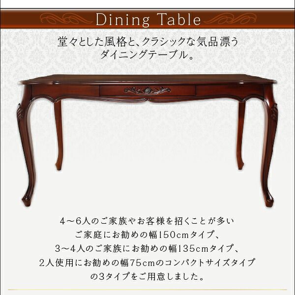 スーパSALE10倍＆4時間限定10％OFF ダイニングテーブル アンティーク調クラシックダイニングシリーズ ダイニングテーブル単品 W150