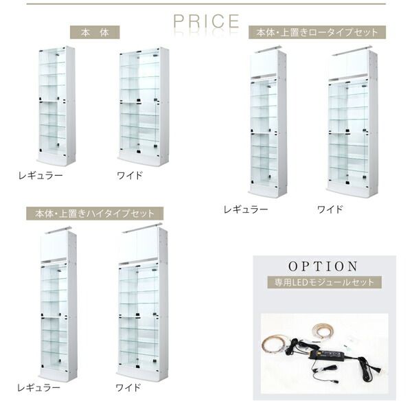 スーパSALE10倍＆4時間限定10％OFF 壁面収納 背面ミラー付き壁面コレクション収納 本体 上置きロータイプ付き 幅54.1 高さ225〜252