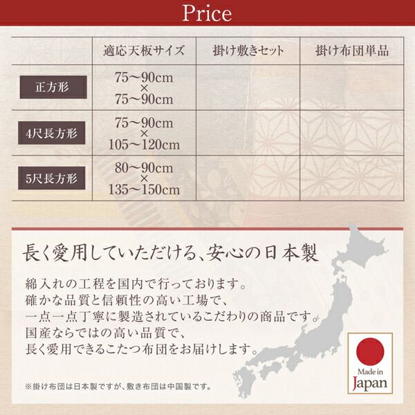 スーパSALE10倍＆4時間限定10％OFF こたつ こたつ布団 おしゃれ ４色から選べる 和レトロこたつ布団 こまり こたつ用掛け布団単品 5尺長方形(90×150cm)天板対応