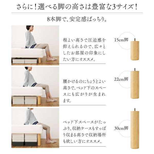 スーパSALE10倍＆4時間限定10％OFF モダンカバーリング脚付きマットレスベッド マットレスベッド ポケットコイルマットレスタイプ ダブル 30cm