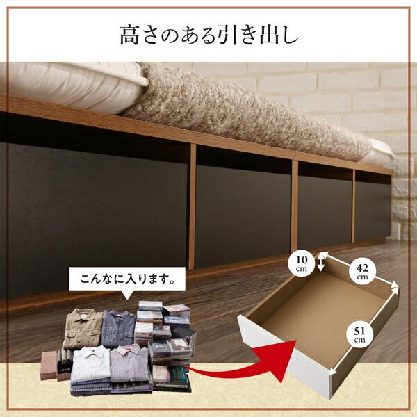 スーパSALE10倍＆4時間限定10％OFF 布団で寝られる おしゃれなヴィンテージ・モダン風 引き出し収納バイカラーベッド スタンダードポケットコイルマットレス付き 引き出し4杯 セミダブル