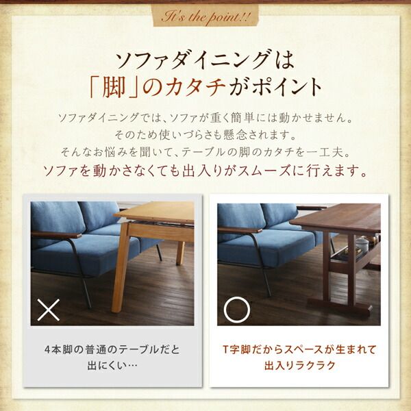 スーパSALE10倍＆4時間限定10％OFF ダイニングセット（テーブル&ソファ） レイアウト自在ヴィンテージデザインダイニング 4人 3点セット(テーブル+2Pソファ2脚) W130