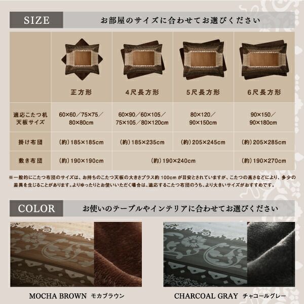 スーパSALE10倍＆4時間限定10％OFF こたつ布団セット 贅沢裏毛布付きリゾートモダンこたつ布団シリーズ 掛&敷布団2点セット 5mm厚ウレタン入り敷布団タイプ 4尺長方形(80×120cm)天板対応